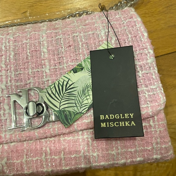 Badgley Mischka pink tweed crossbody purse - Picture 13 of 14